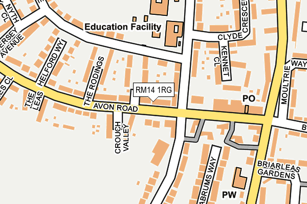 RM14 1RG map - OS OpenMap – Local (Ordnance Survey)