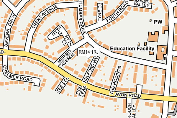 RM14 1RJ map - OS OpenMap – Local (Ordnance Survey)