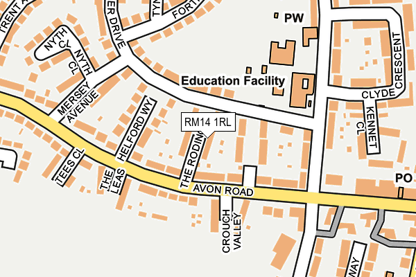 RM14 1RL map - OS OpenMap – Local (Ordnance Survey)