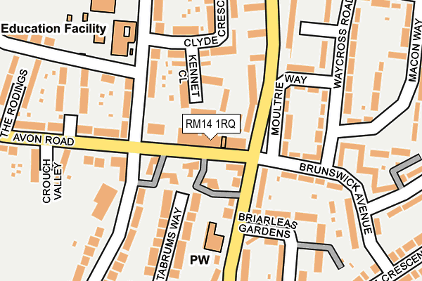 RM14 1RQ map - OS OpenMap – Local (Ordnance Survey)