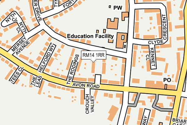 RM14 1RR map - OS OpenMap – Local (Ordnance Survey)
