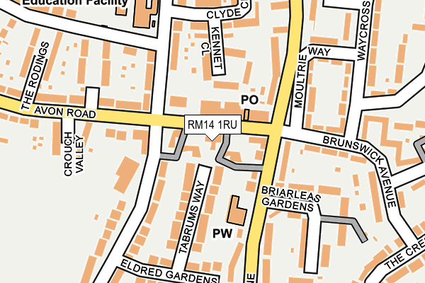 RM14 1RU map - OS OpenMap – Local (Ordnance Survey)