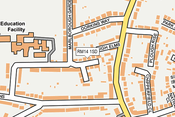 RM14 1SD map - OS OpenMap – Local (Ordnance Survey)