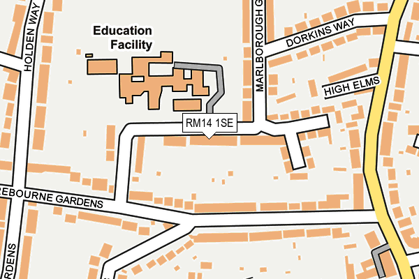 RM14 1SE map - OS OpenMap – Local (Ordnance Survey)