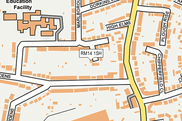 RM14 1SH map - OS OpenMap – Local (Ordnance Survey)