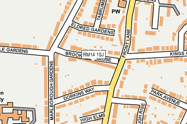 RM14 1SJ map - OS OpenMap – Local (Ordnance Survey)