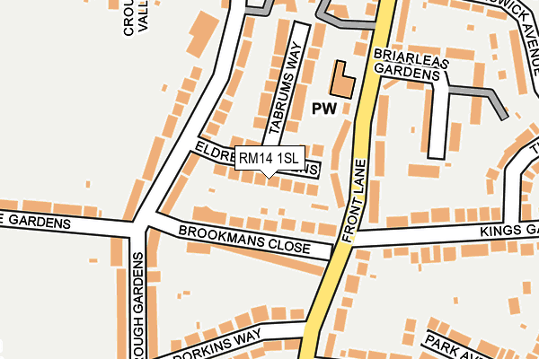 RM14 1SL map - OS OpenMap – Local (Ordnance Survey)