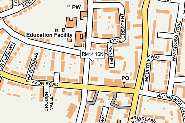 RM14 1SN map - OS OpenMap – Local (Ordnance Survey)