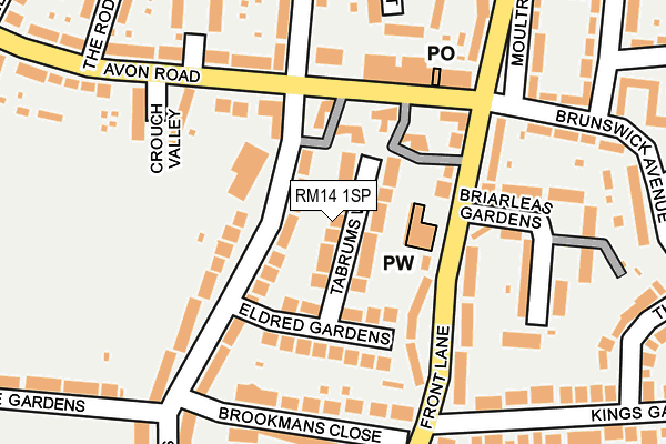 RM14 1SP map - OS OpenMap – Local (Ordnance Survey)