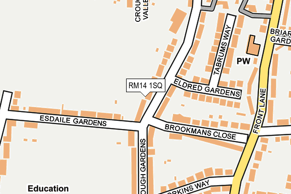 RM14 1SQ map - OS OpenMap – Local (Ordnance Survey)