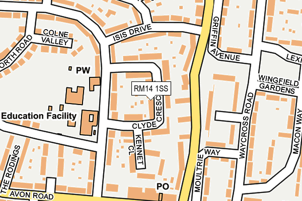 RM14 1SS map - OS OpenMap – Local (Ordnance Survey)