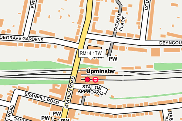 RM14 1TW map - OS OpenMap – Local (Ordnance Survey)