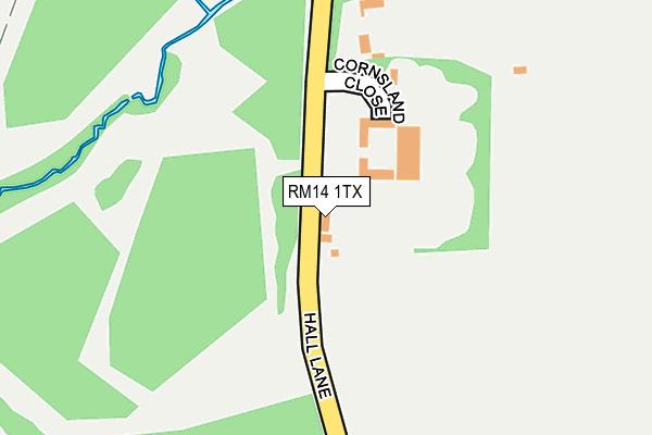 RM14 1TX map - OS OpenMap – Local (Ordnance Survey)