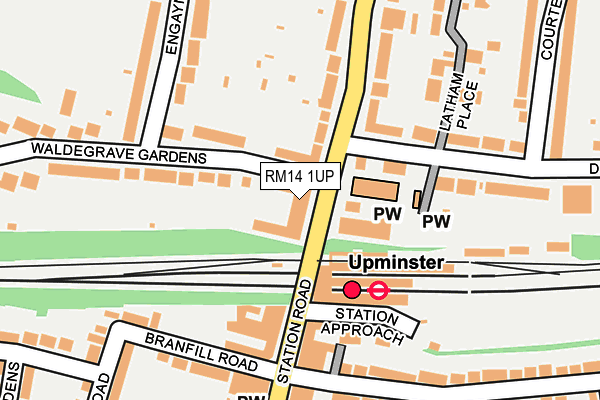 RM14 1UP map - OS OpenMap – Local (Ordnance Survey)