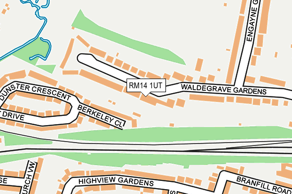 RM14 1UT map - OS OpenMap – Local (Ordnance Survey)