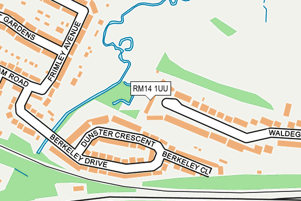 RM14 1UU map - OS OpenMap – Local (Ordnance Survey)