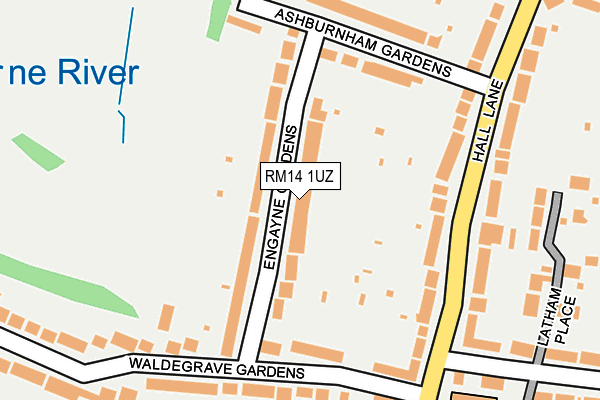 RM14 1UZ map - OS OpenMap – Local (Ordnance Survey)