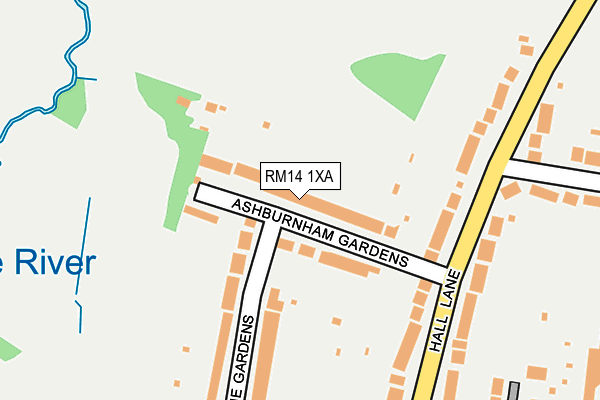 RM14 1XA map - OS OpenMap – Local (Ordnance Survey)