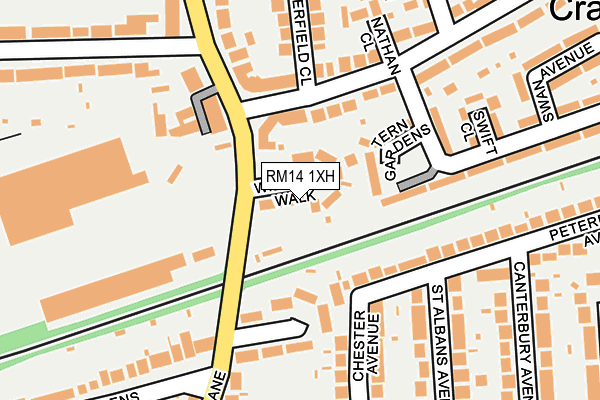 RM14 1XH map - OS OpenMap – Local (Ordnance Survey)