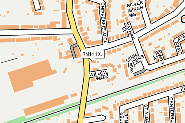 RM14 1XJ map - OS OpenMap – Local (Ordnance Survey)