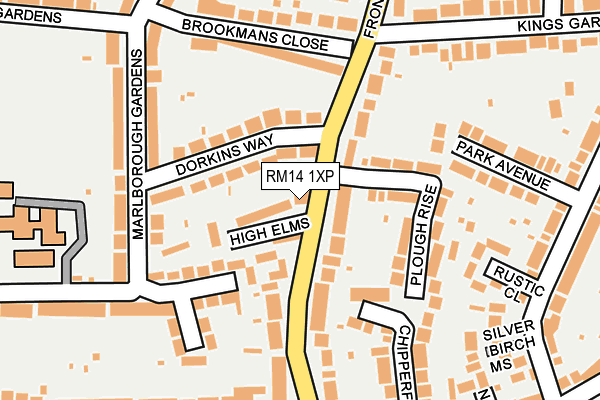 RM14 1XP map - OS OpenMap – Local (Ordnance Survey)