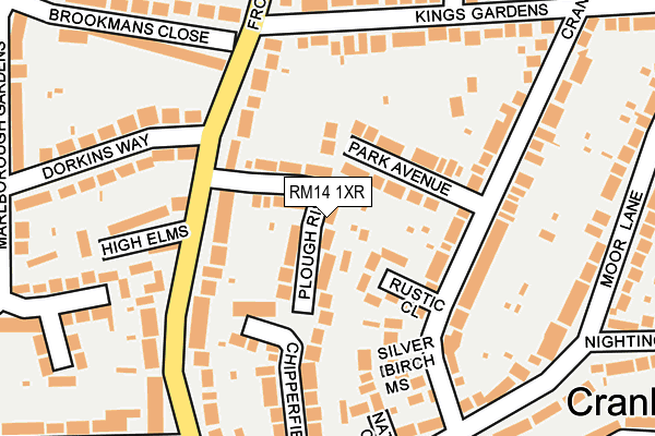 RM14 1XR map - OS OpenMap – Local (Ordnance Survey)