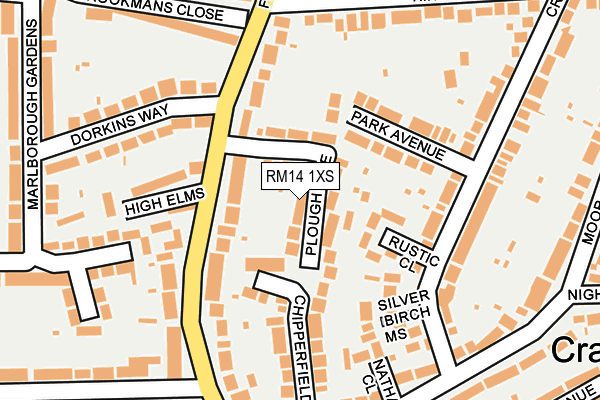 RM14 1XS map - OS OpenMap – Local (Ordnance Survey)