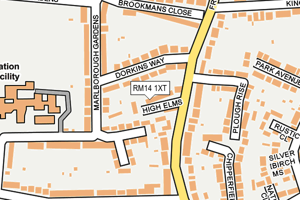 RM14 1XT map - OS OpenMap – Local (Ordnance Survey)