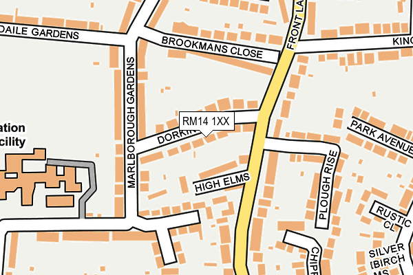 RM14 1XX map - OS OpenMap – Local (Ordnance Survey)