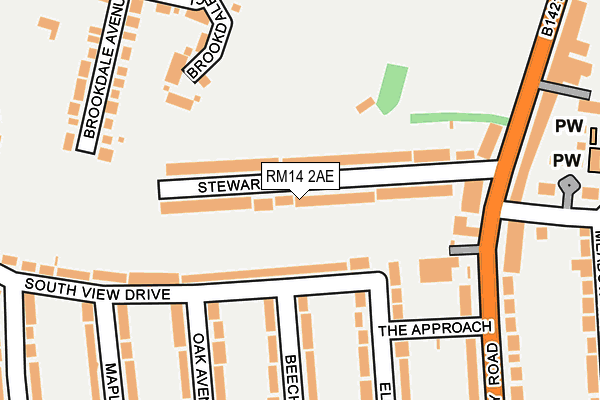 RM14 2AE map - OS OpenMap – Local (Ordnance Survey)