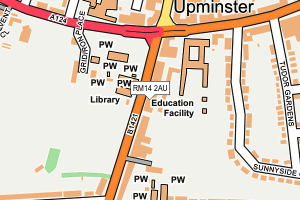 RM14 2AU map - OS OpenMap – Local (Ordnance Survey)