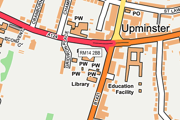 RM14 2BB map - OS OpenMap – Local (Ordnance Survey)