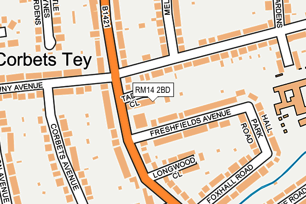 RM14 2BD map - OS OpenMap – Local (Ordnance Survey)