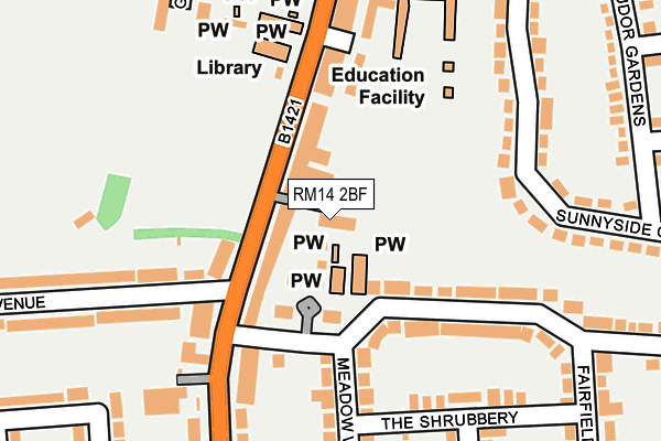 RM14 2BF map - OS OpenMap – Local (Ordnance Survey)