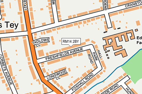 RM14 2BY map - OS OpenMap – Local (Ordnance Survey)