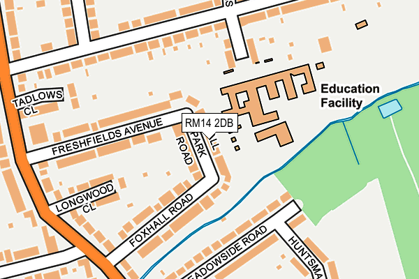 RM14 2DB map - OS OpenMap – Local (Ordnance Survey)