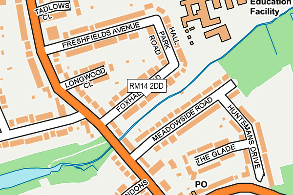 RM14 2DD map - OS OpenMap – Local (Ordnance Survey)