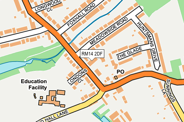 RM14 2DF map - OS OpenMap – Local (Ordnance Survey)