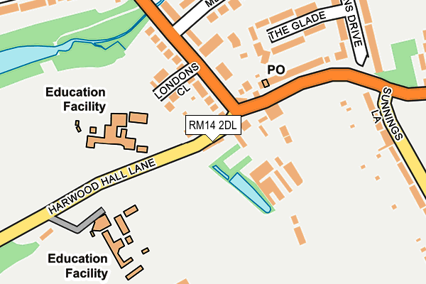 RM14 2DL map - OS OpenMap – Local (Ordnance Survey)