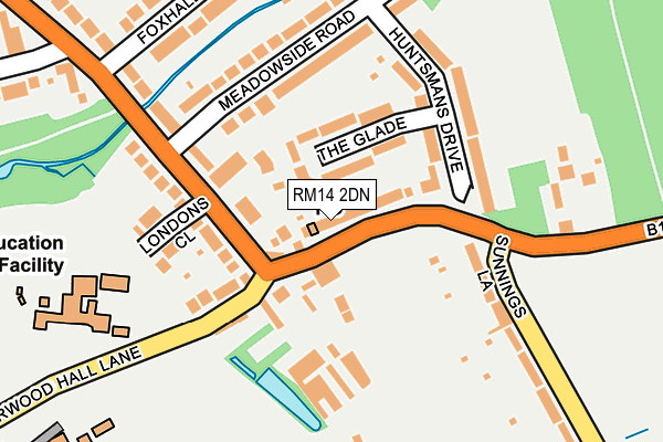 RM14 2DN map - OS OpenMap – Local (Ordnance Survey)