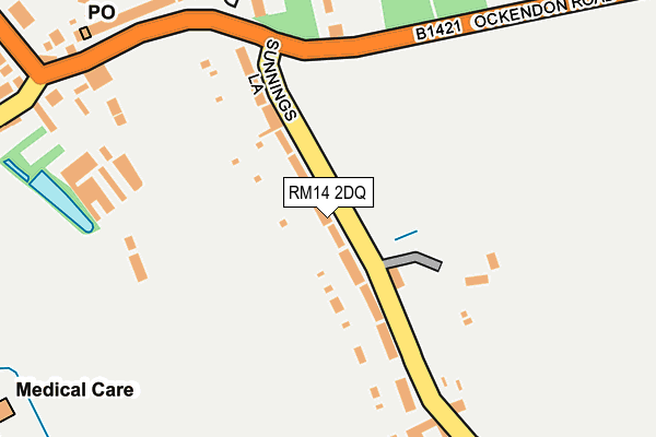 RM14 2DQ map - OS OpenMap – Local (Ordnance Survey)