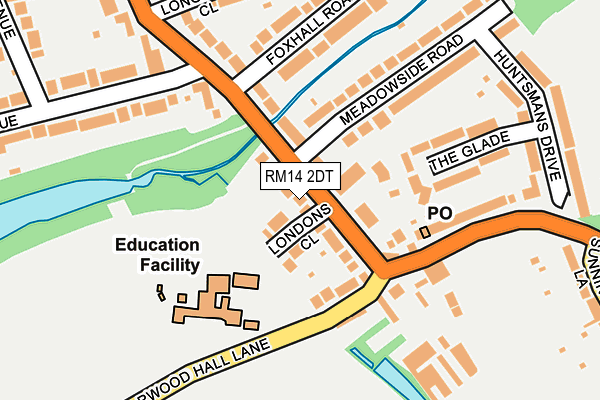 RM14 2DT map - OS OpenMap – Local (Ordnance Survey)