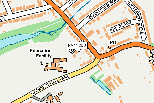 RM14 2DU map - OS OpenMap – Local (Ordnance Survey)