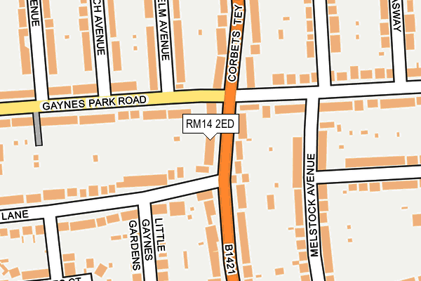 RM14 2ED map - OS OpenMap – Local (Ordnance Survey)