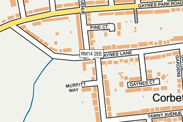 RM14 2EE map - OS OpenMap – Local (Ordnance Survey)