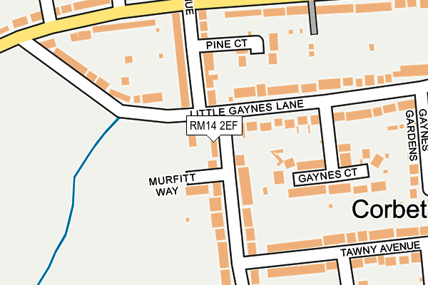 RM14 2EF map - OS OpenMap – Local (Ordnance Survey)