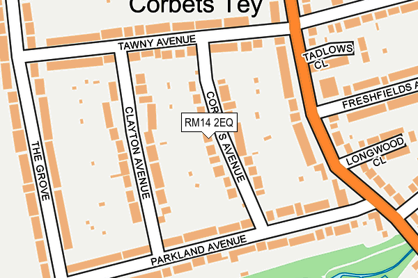 RM14 2EQ map - OS OpenMap – Local (Ordnance Survey)