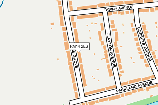 RM14 2ES map - OS OpenMap – Local (Ordnance Survey)