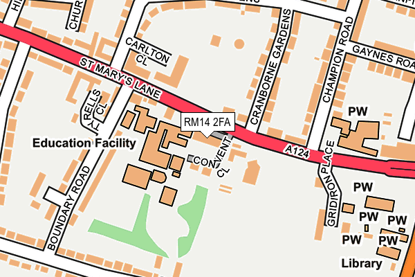 RM14 2FA map - OS OpenMap – Local (Ordnance Survey)