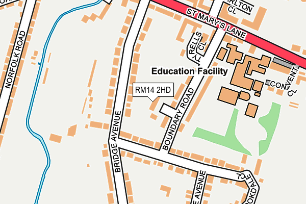 RM14 2HD map - OS OpenMap – Local (Ordnance Survey)